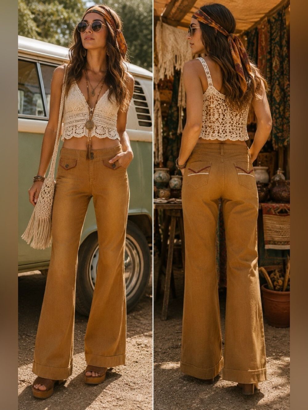 Marc Jacobs vintage Y2K retro hippie 70’s flare pants Sz 8